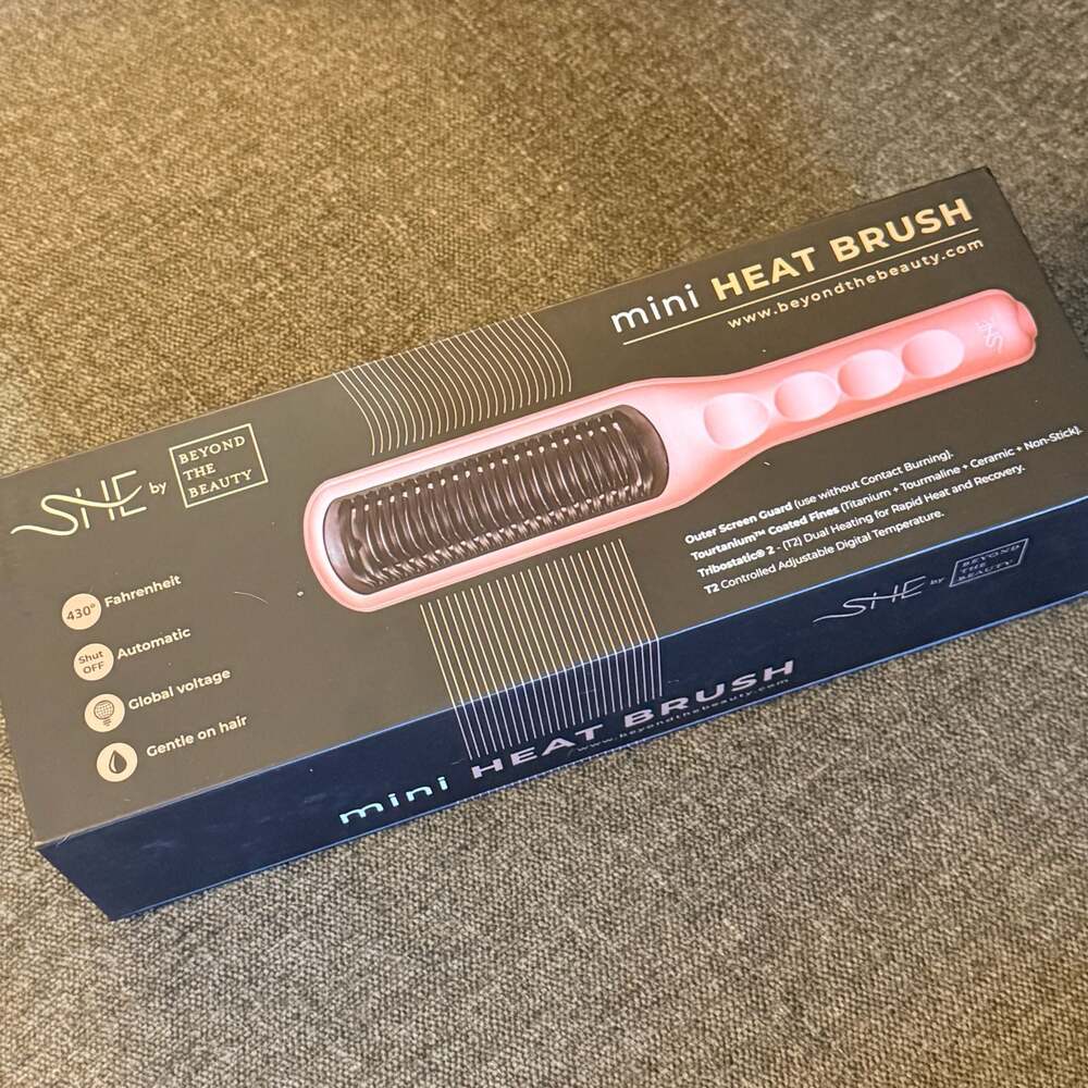 SHE by Beyond the Beauty Mini Heat Brush Rose Gold NWOT
